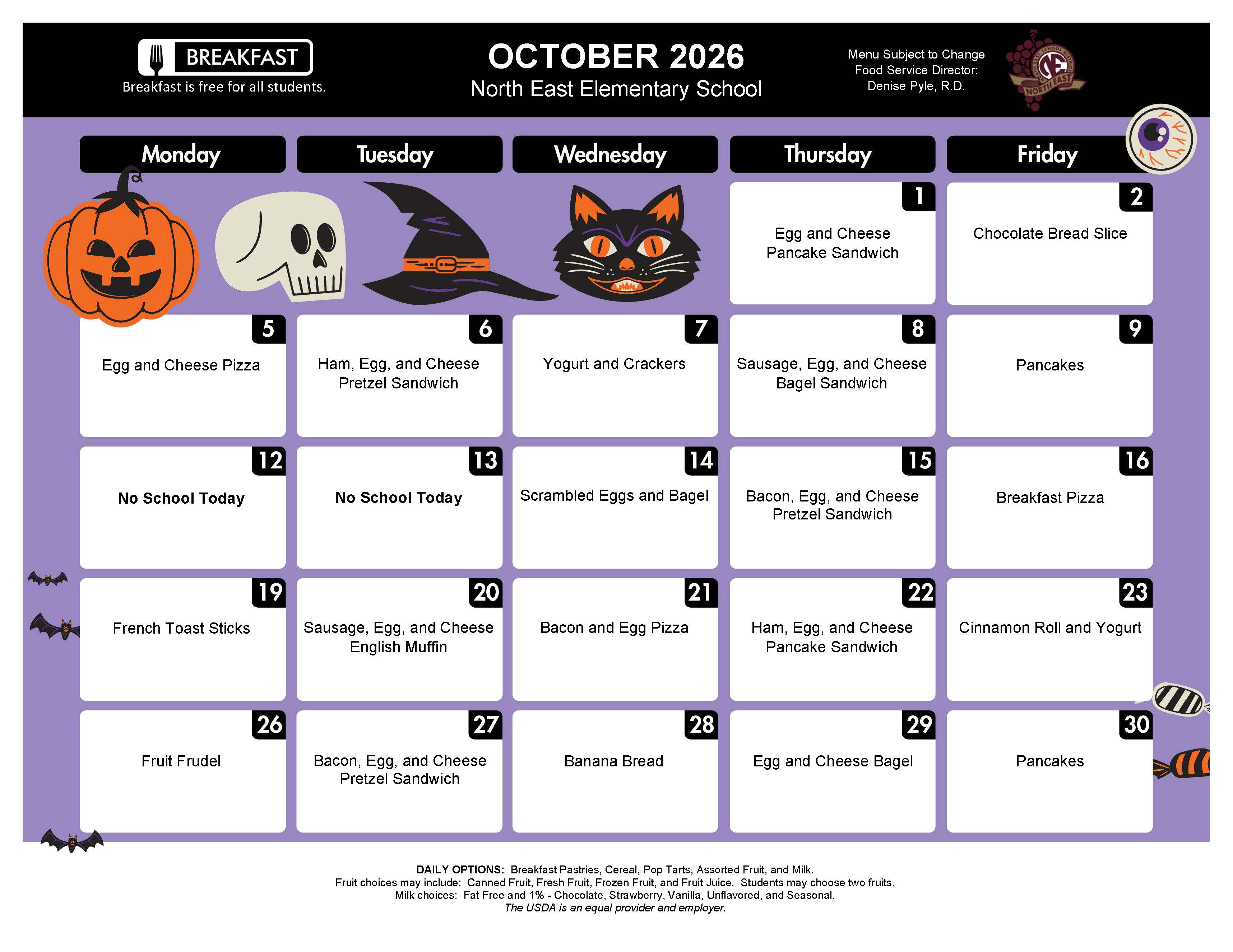NEES October Breakfast Menu